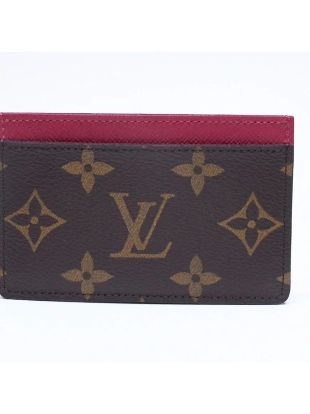 Louis Vuitton Card Case Porte Cartes Simple Monogram Canvas Brown Fuchsia